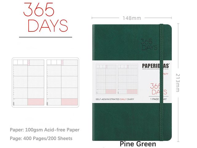 365 Days Daily Notebook Grid Planner Custom Printing