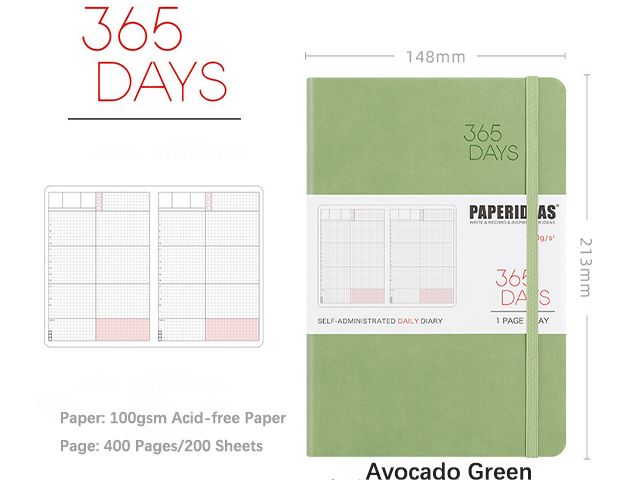 365 Days Daily Notebook Grid Planner Custom Printing