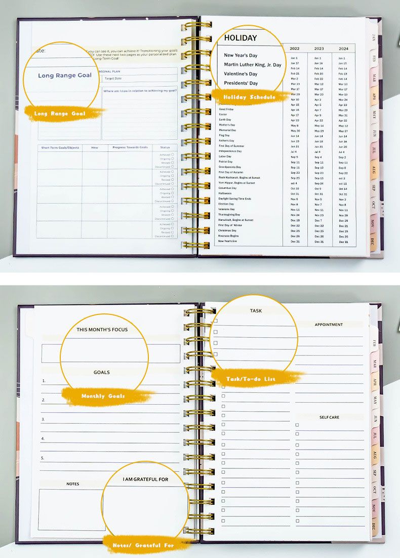 A5 Wire O Binding Paper Hardcover Monthly Planner 4