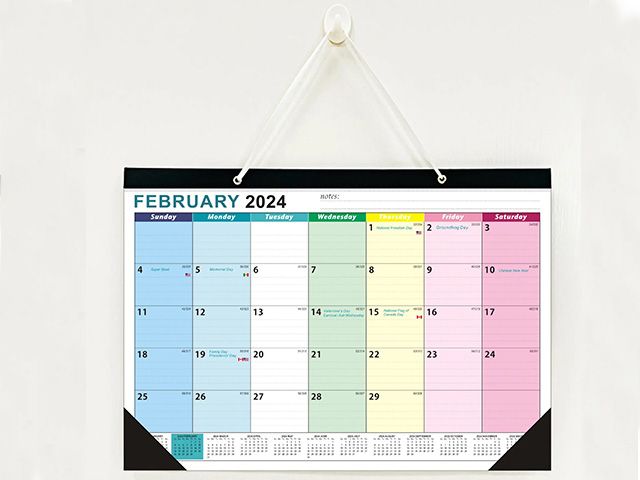 Color Printed Two Hanging Holes Wall Calendar