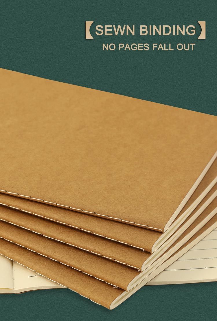 A5 B5 Kraft Fancy Paper Cover Sewn Binding Notebook 6