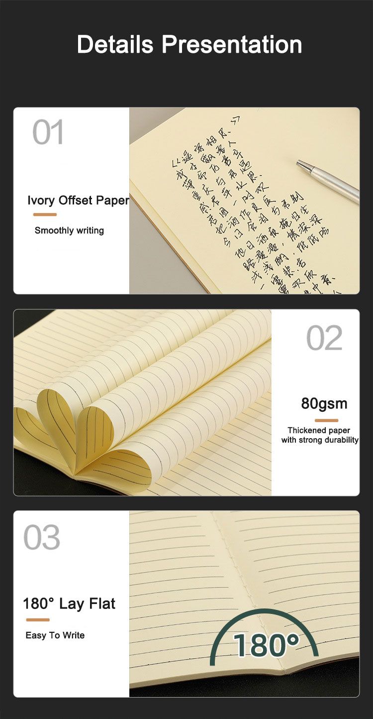A5 B5 Kraft Fancy Paper Cover Sewn Binding Notebook 5