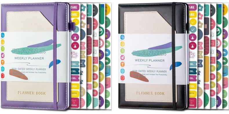 A5 Color blocked Leather Hardcover Planner Printing 8