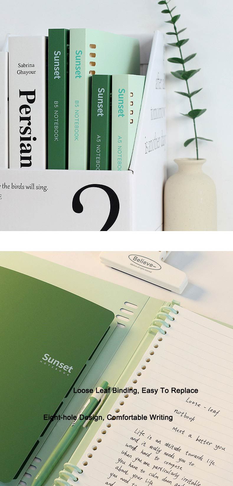 A5 B5 Loose leaf Detachable Binder PP Cover Notebook 5