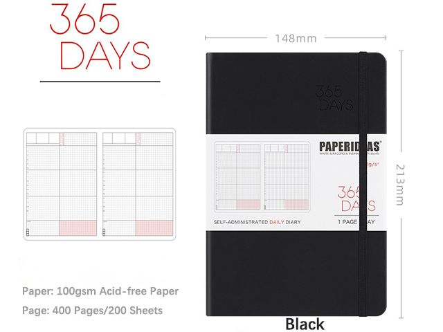 365 Days Daily Notebook Grid Planner Custom Printing
