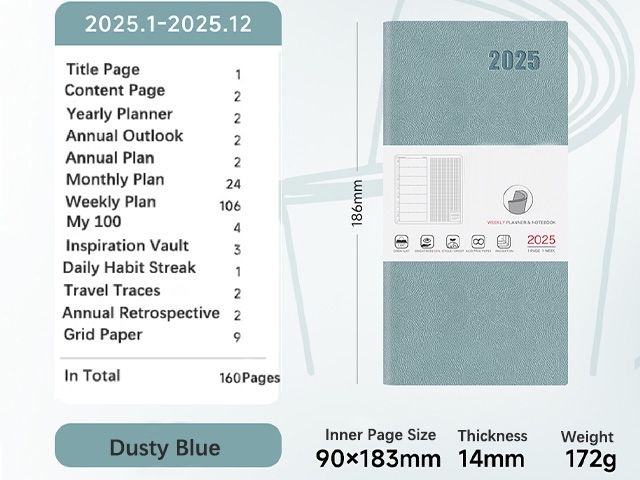 Softcover Leather Notebook Weekly Planner 2025