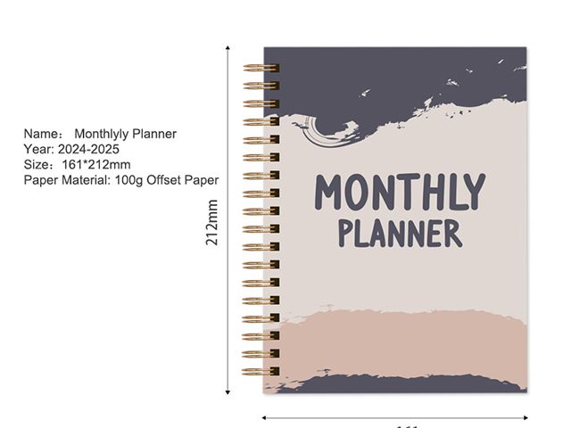 Spiral Binding Paper Monthly Planner Printing