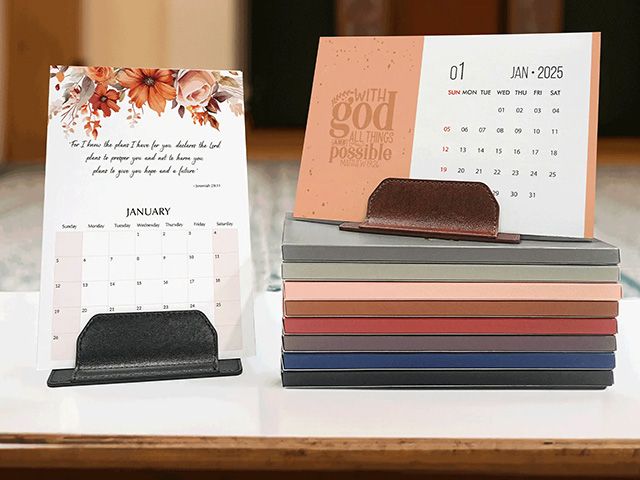 Mini PU Leather Desk Calendar 2025 Printing