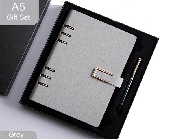 A5 Leather Hardcover Notebook Business Set