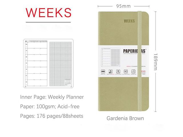 Multiple Sizes and Colors Weekly Planner Travel Planner Printing