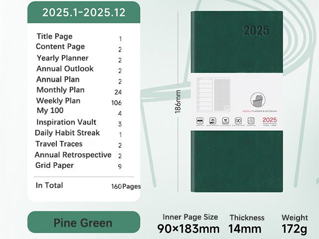 Softcover Leather Notebook Weekly Planner 2025