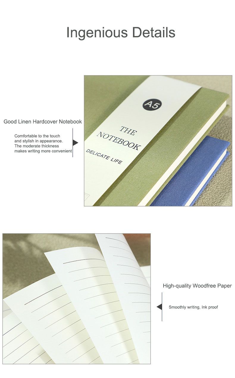 A5 Linen Hardcover Notebook detail 3