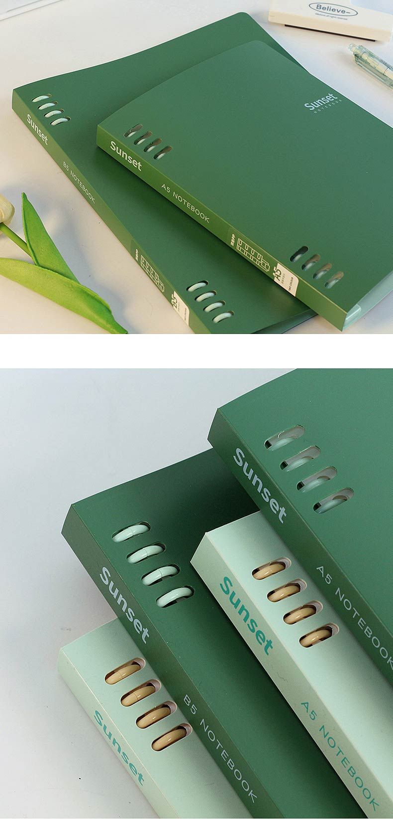 A5 B5 Loose leaf Detachable Binder PP Cover Notebook 4