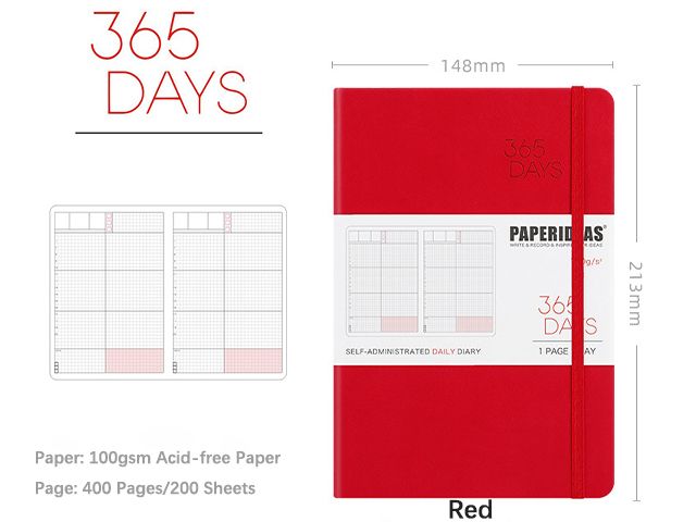 365 Days Daily Notebook Grid Planner Custom Printing