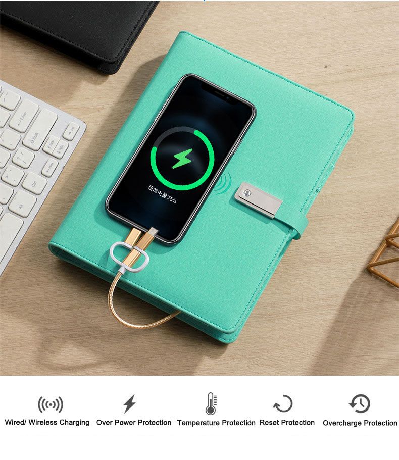 Leather Power Bank Hardcover Notebook Business Gift Sets 4