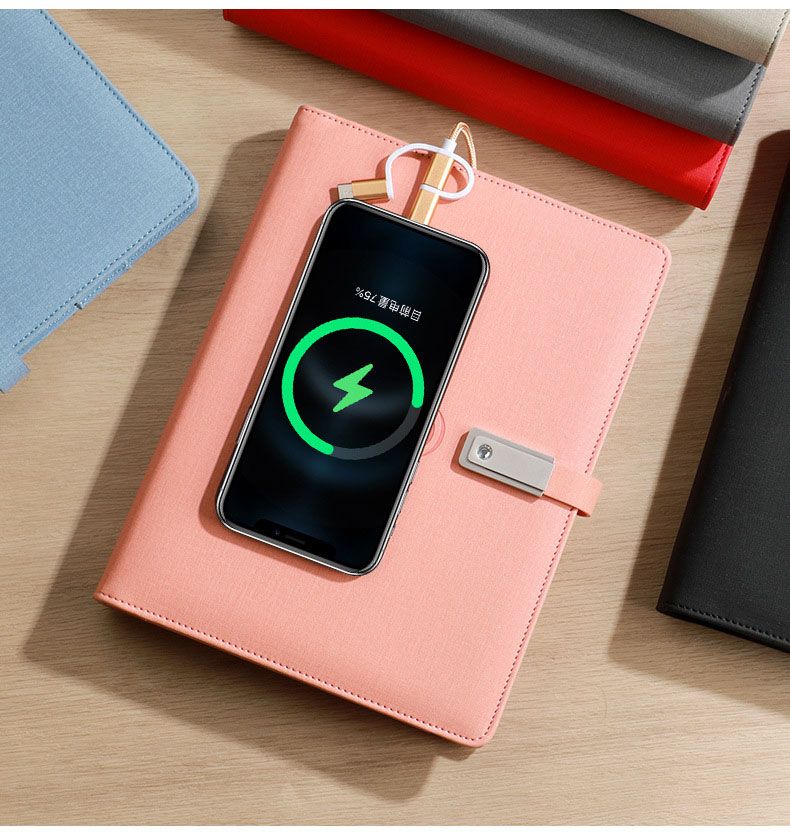 Leather Power Bank Hardcover Notebook Business Gift Sets 8