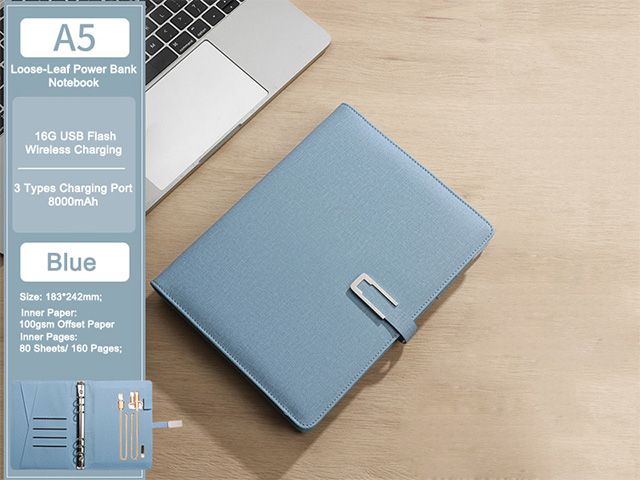 Loose-leaf Binding Powerbank Notebook Gift Set