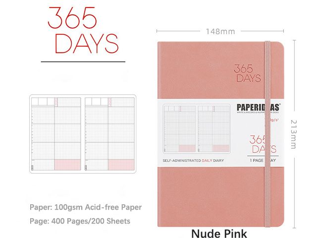 365 Days Daily Notebook Grid Planner Custom Printing