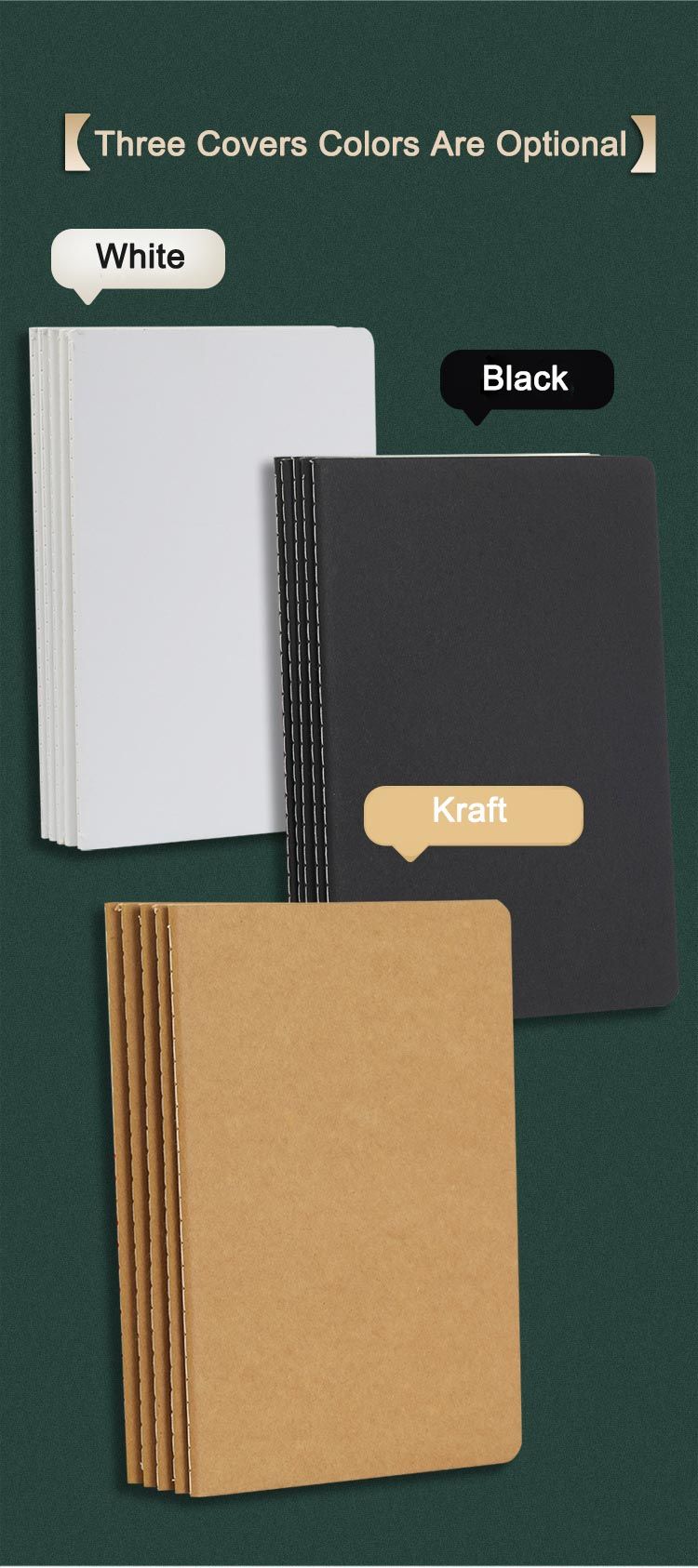 A5 B5 Kraft Fancy Paper Cover Sewn Binding Notebook 2