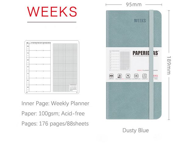 Multiple Sizes and Colors Weekly Planner Travel Planner Printing