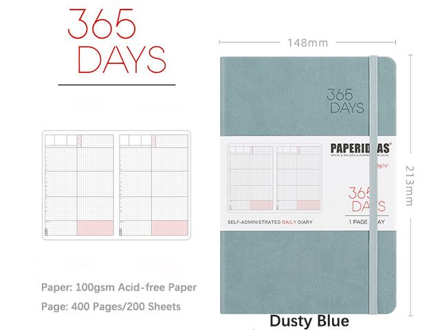 365 Days Daily Notebook Grid Planner Custom Printing