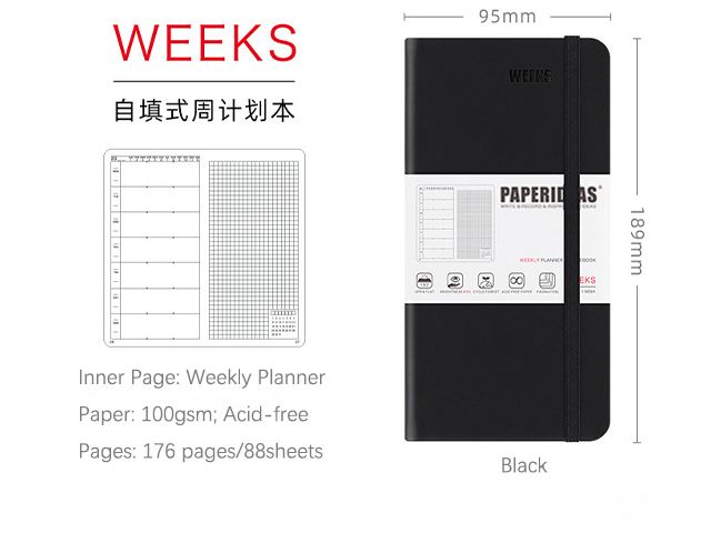 Multiple Sizes and Colors Weekly Planner Travel Planner Printing