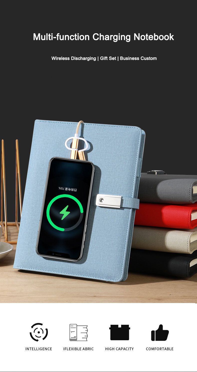 Leather Power Bank Hardcover Notebook Business Gift Sets 1