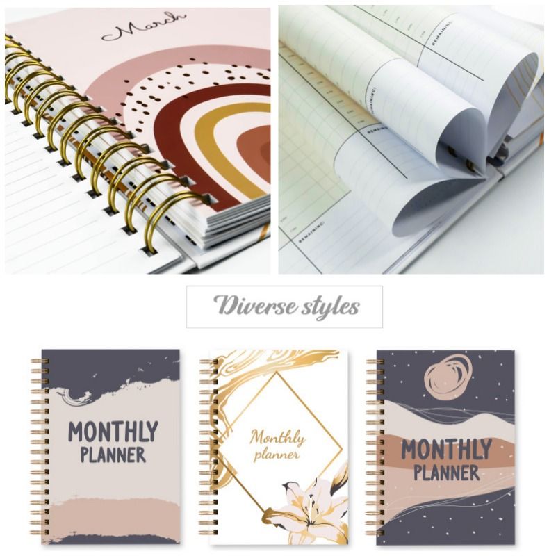 A5 Wire O Binding Paper Hardcover Monthly Planner 3
