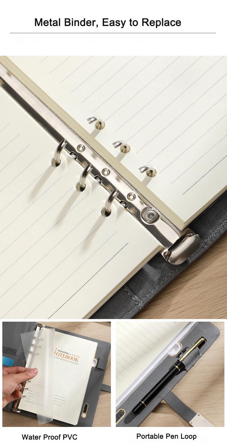 Leather Power Bank Hardcover Notebook Business Gift Sets 7