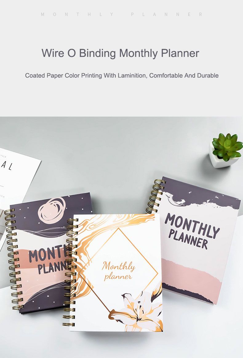 A5 Wire O Binding Paper Hardcover Monthly Planner 1