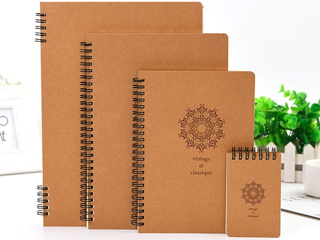 Kraft Paper Cover Students Spiral Binding Notebook