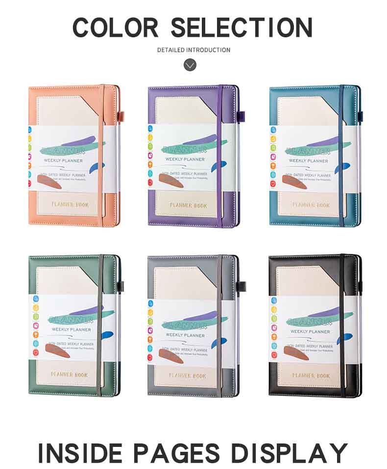 A5 Color blocked Leather Hardcover Planner 3