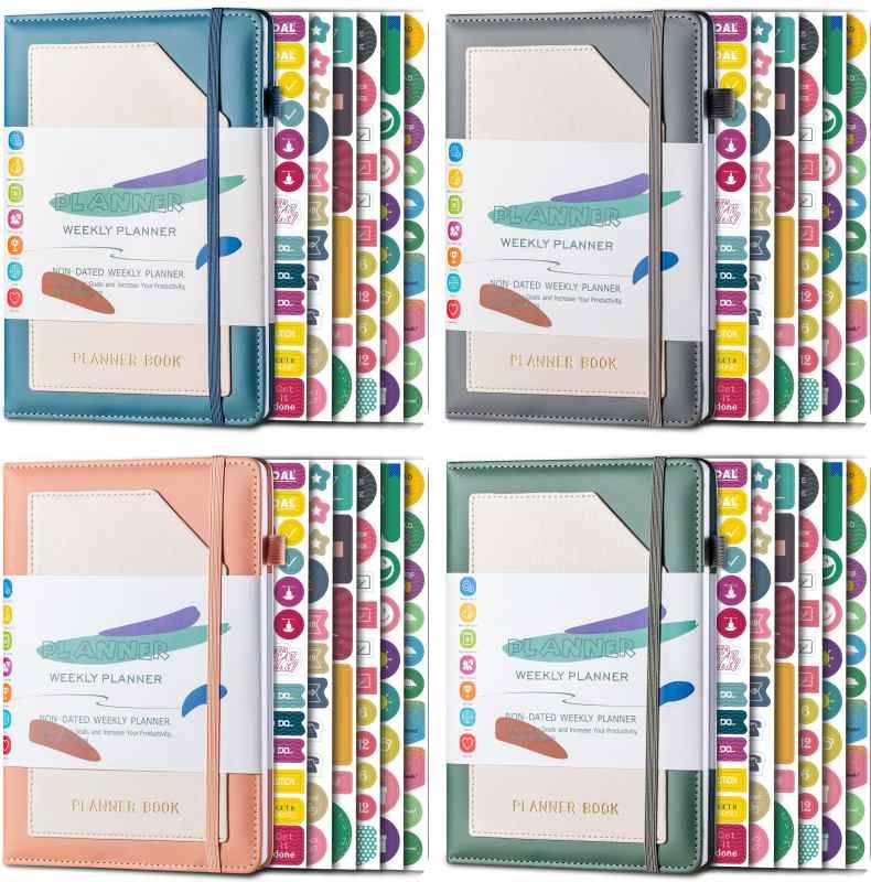 A5 Color blocked Leather Hardcover Planner Printing 7
