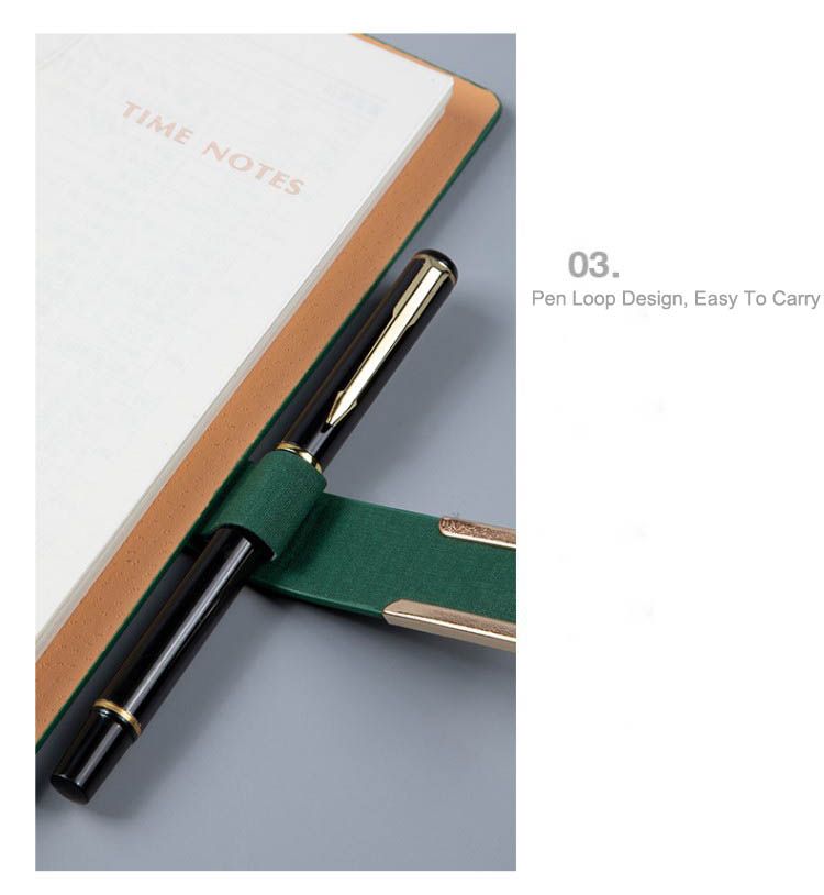 Buckle spiral binding Pen Loop Leatehr Notebook 7