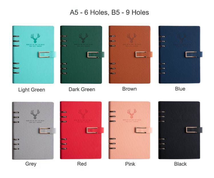 Colors options Buckle spiral binding Pen Loop Leatehr Notebook 9