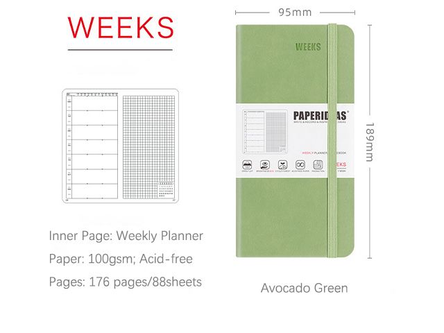 Multiple Sizes and Colors Weekly Planner Travel Planner Printing
