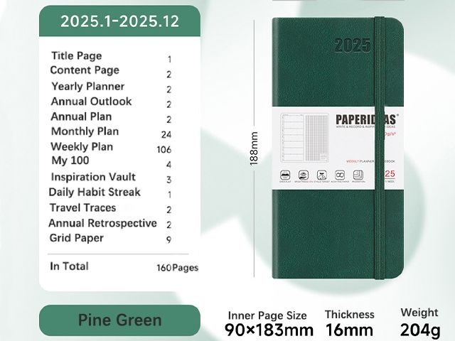 Portable Schedule 2025 Leather Handbook